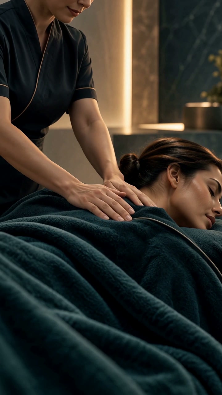 Massage ritual in a quiet treatment room
